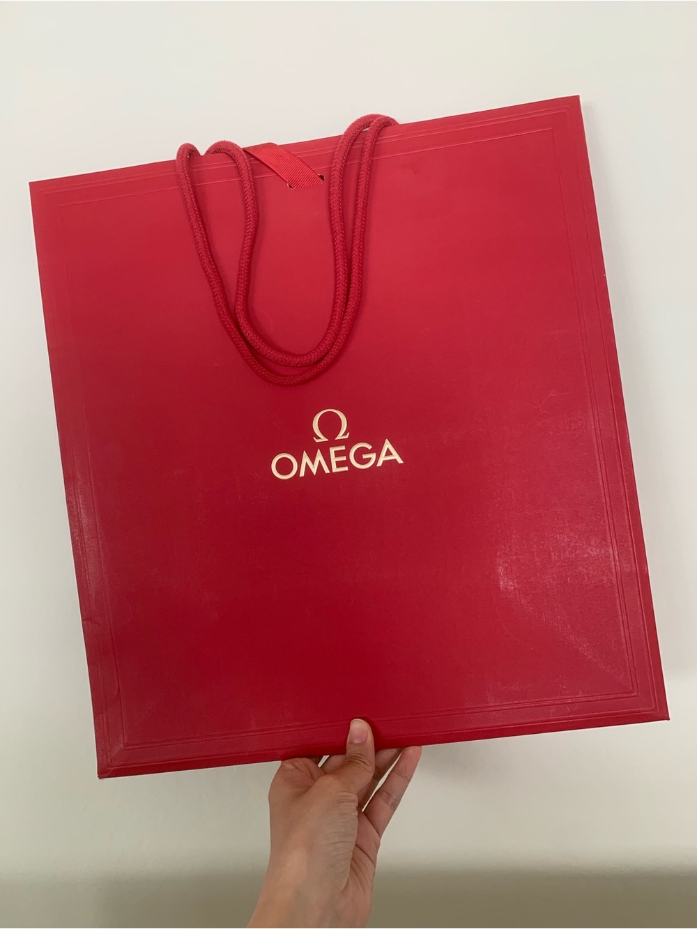 Authentic OMEGA Watch Large Luxury Paper Shopping Bag - Red (BAG only, no watch)